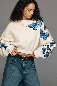 Pilcro Long-Sleeve Crew-Neck Butterfly Sleeve Pullover
