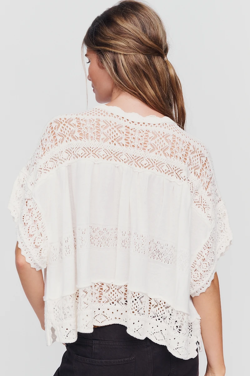 By Anthropologie Sheer Mock Neck Boxy Top