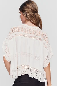 By Anthropologie Sheer Mock Neck Boxy Top