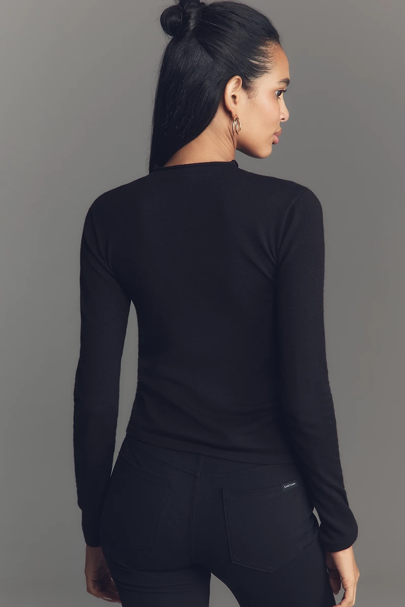 By Anthropologie Fitted Sheer-Panel Sweater