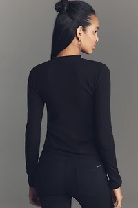 By Anthropologie Fitted Sheer-Panel Sweater