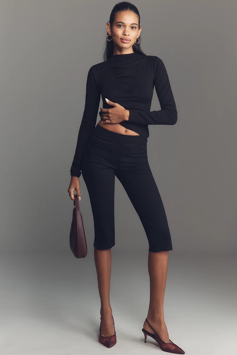 By Anthropologie Fitted Sheer-Panel Sweater