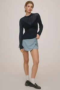By Anthropologie Sheer Twist-Front Sweater