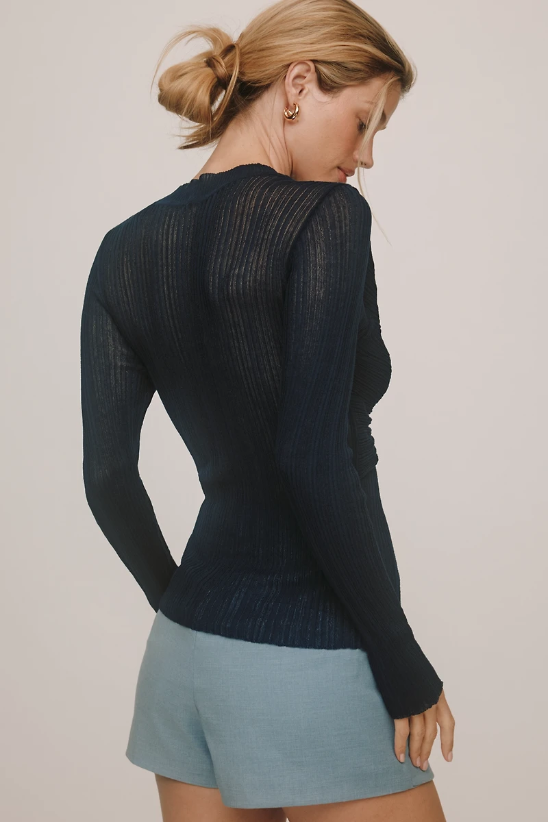 By Anthropologie Sheer Twist-Front Sweater