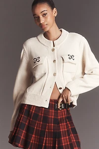 Maeve Embroidered Logo Cardigan Sweater