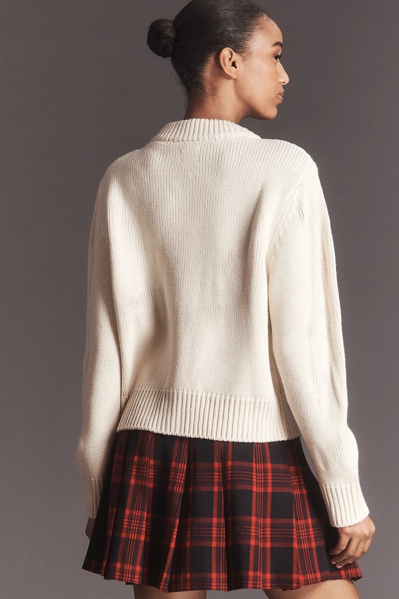 Maeve Embroidered Logo Cardigan Sweater