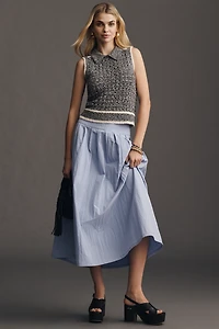 Central Park West Collared Open-Knit Sweater Tank