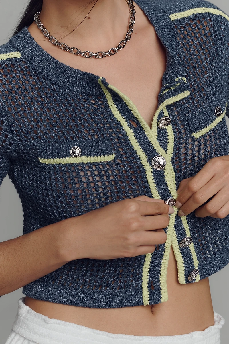 Central Park West Open-Knit Cardigan Sweater