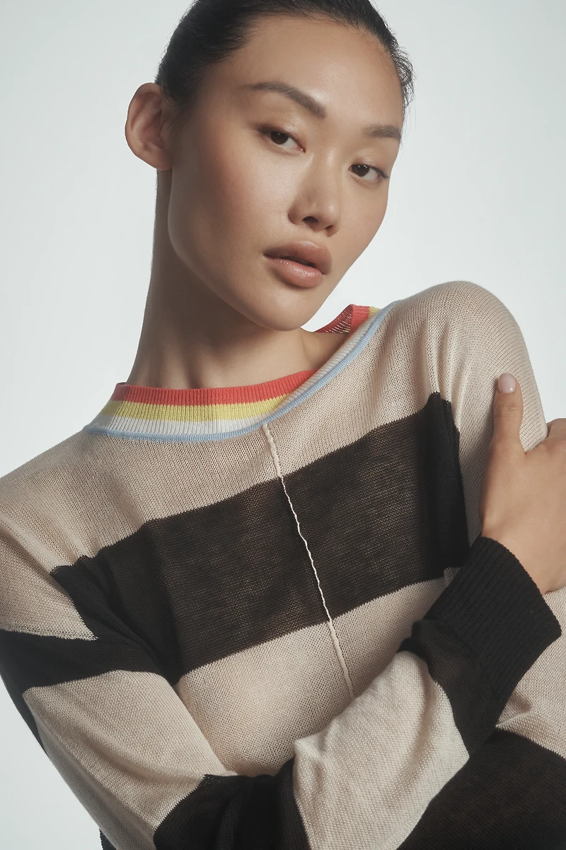 Central Park West Liana Crew-Neck Striped Sweater