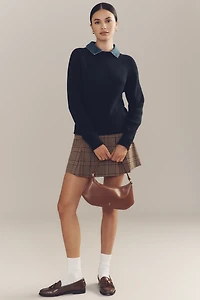 By Anthropologie Denim-Collar Polo Sweater