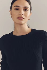 By Anthropologie Denim-Collar Polo Sweater