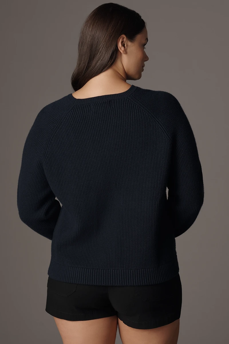 By Anthropologie Denim-Collar Polo Sweater