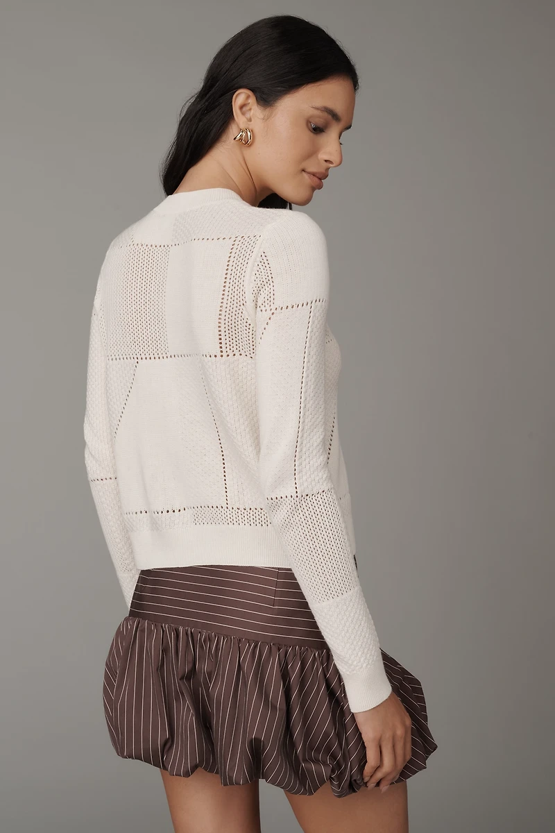 Central Park West Lilla Pointelle Cardigan Sweater