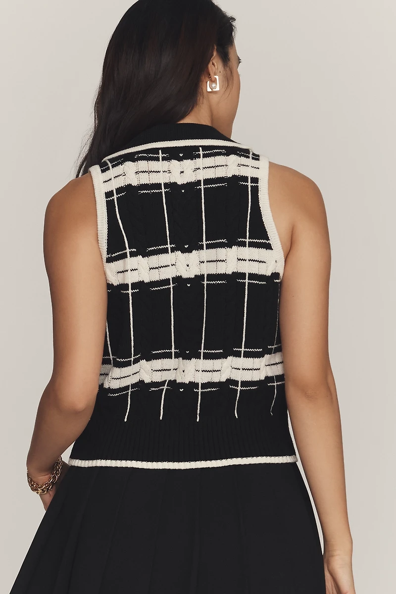 Central Park West Collared V-Neck Sweater Vest