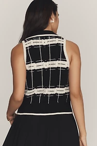 Central Park West Collared V-Neck Sweater Vest