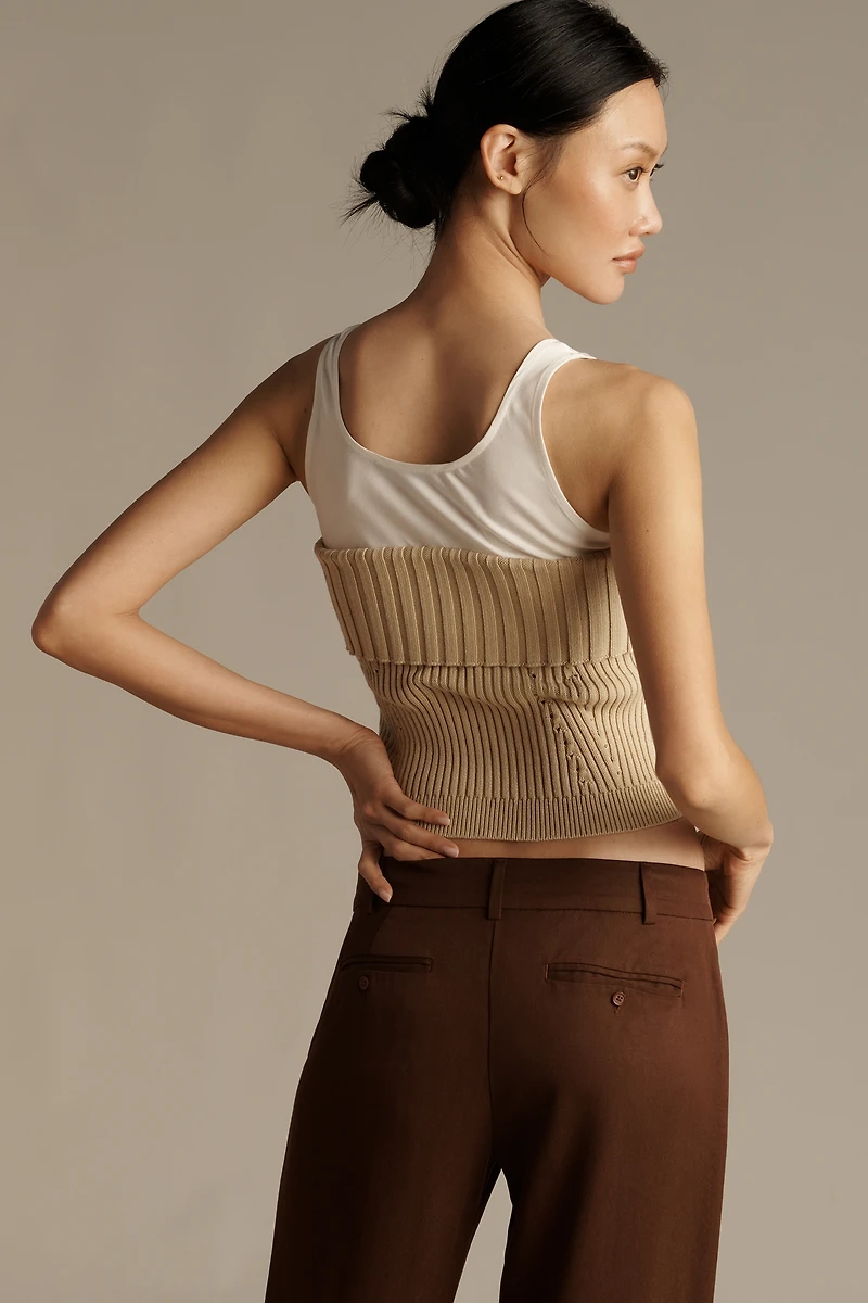 Central Park West Goldie Foldover Layered Sweater Tank
