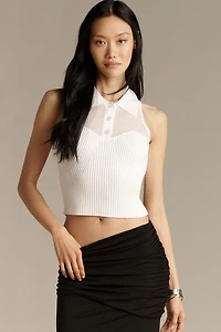 Central Park West Sheer Polo Sweater Tank