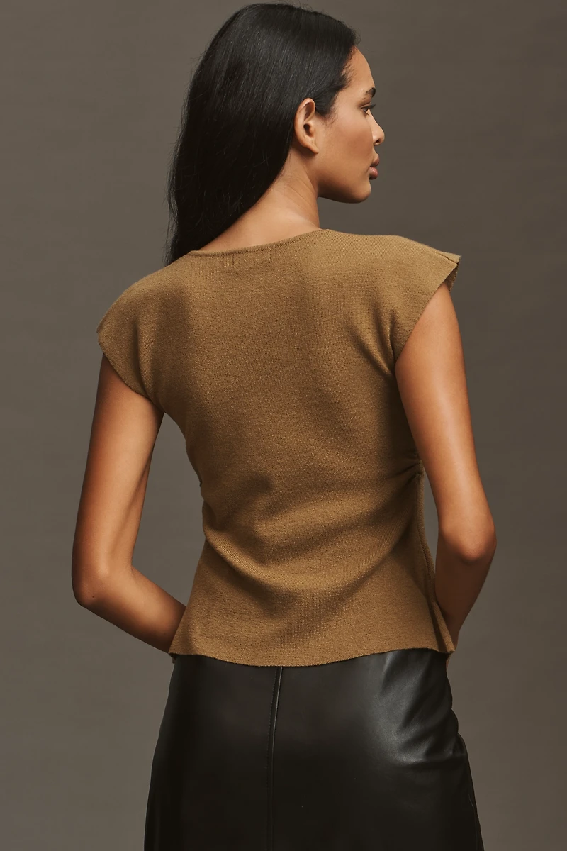 SUNCOO Pagni Ruched-Placket Cardigan Sweater Vest