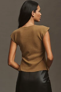 SUNCOO Pagni Ruched-Placket Cardigan Sweater Vest