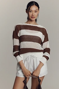 Sanctuary Crew-Neck Open-Knit Sweater