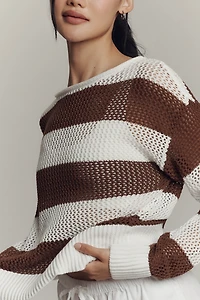 Sanctuary Crew-Neck Open-Knit Sweater