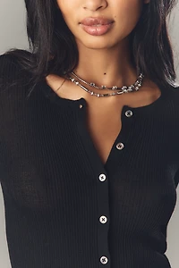 Sanctuary Ribbed Crew-Neck Cardigan Sweater