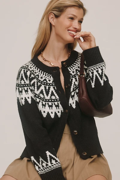 Sanctuary Fairisle Crew-Neck Cardigan Sweater