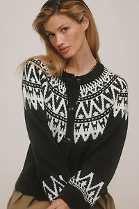 Sanctuary Fairisle Crew-Neck Cardigan Sweater