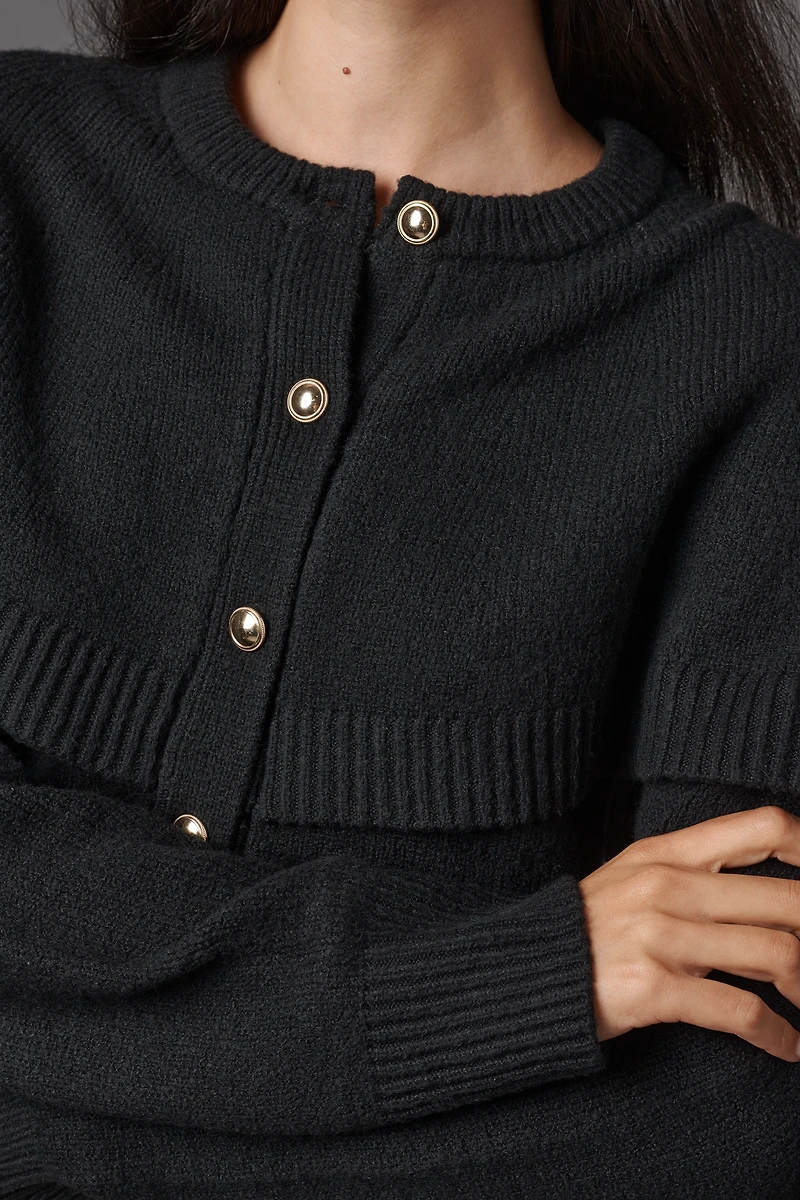 Sanctuary Crew-Neck Cape Cardigan Sweater