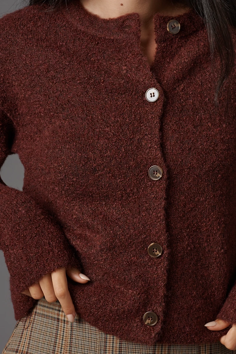 Sanctuary Crew-Neck Bouclé Cardigan Sweater