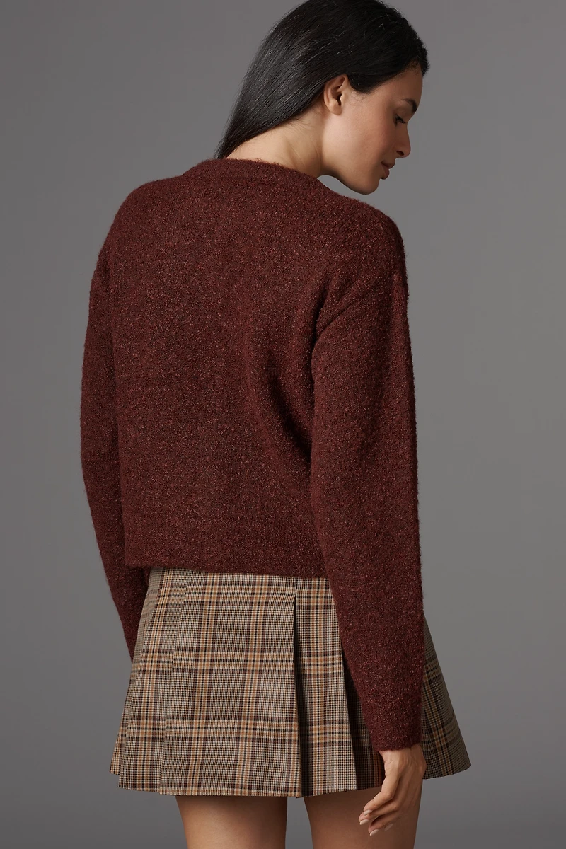 Sanctuary Crew-Neck Bouclé Cardigan Sweater