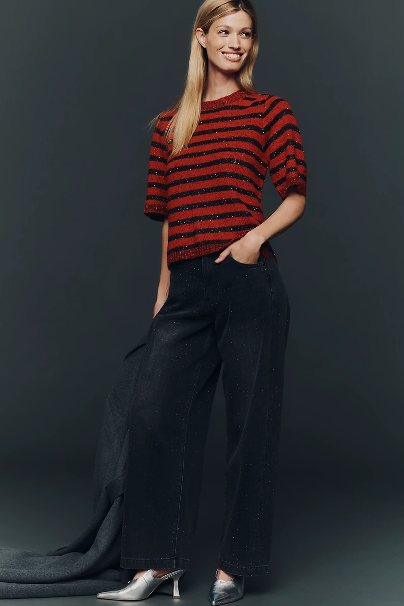 Sanctuary Short-Sleeve Shine Sweater