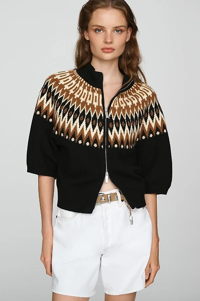 Sanctuary Fair Isle Zip-Up Sweater