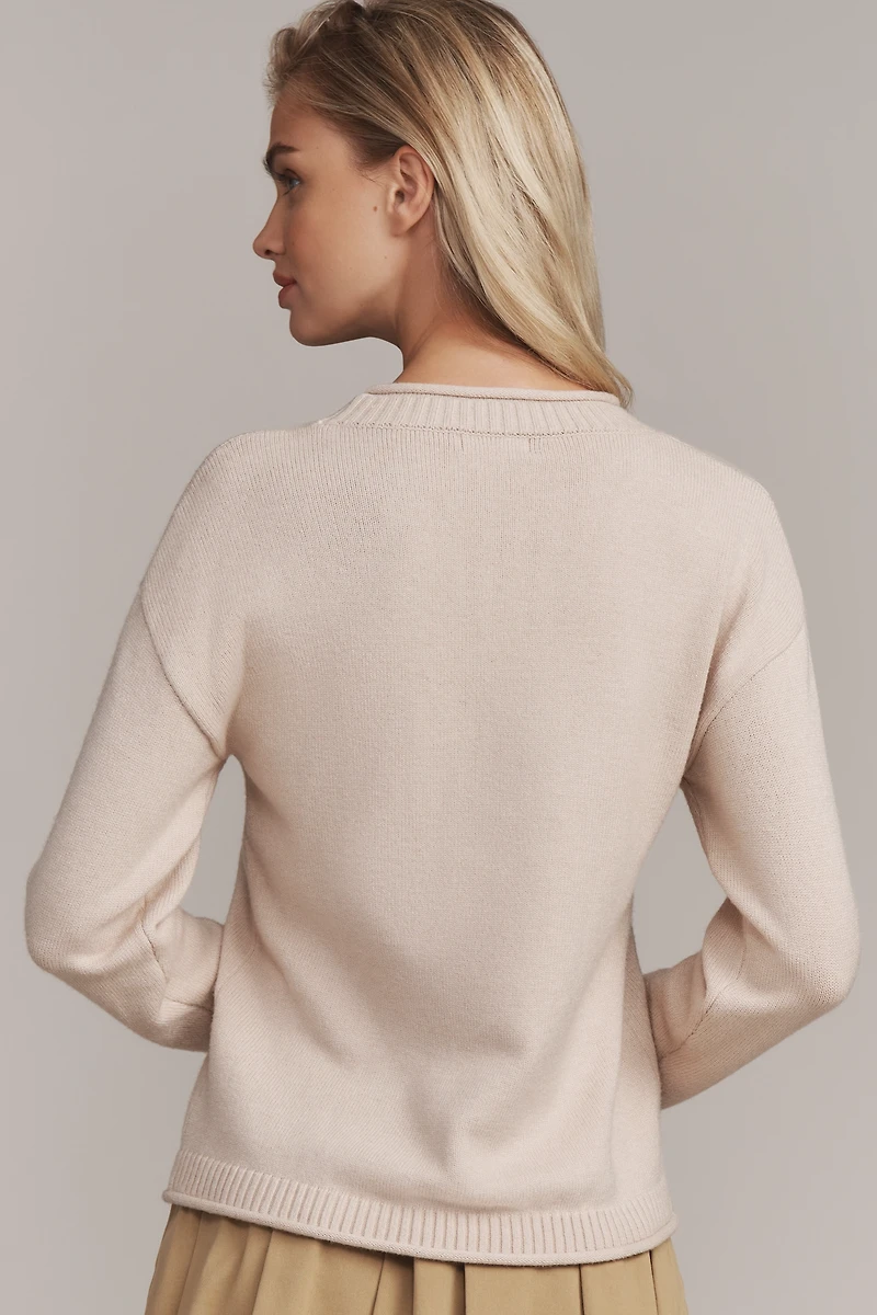 Flat White Crew-Neck Dog Icon Sweater