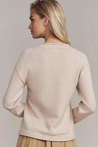 Flat White Crew-Neck Dog Icon Sweater