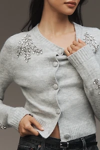 NVLT Embellished Crew-Neck Cardigan Sweater