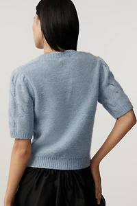 Ellen Tracy Short-Sleeve Cable-Knit Sweater