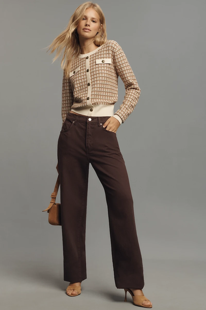 Hunter French Ribbed-Hem Button-Front Sweater