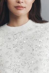 NVLT Sequin Embroidered Flower Sweater Vest