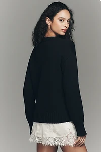Ellen Tracy Crew-Neck Floral Sweater