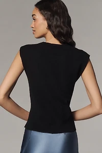 Ellen Tracy Crew-Neck Floral-Embroidered Sweater Vest