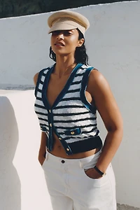 NVLT Pointelle Denim Mixed Vest