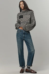 Denimist American Flag Cropped Turtleneck Sweater