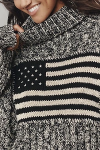 Denimist American Flag Cropped Turtleneck Sweater