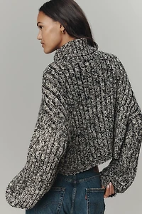 Denimist American Flag Cropped Turtleneck Sweater