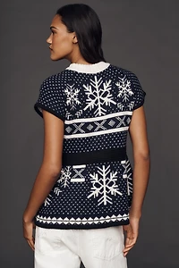 By Anthropologie Mock-Neck Short-Sleeve Peplum Sweater