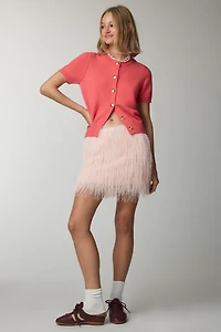 Maeve Short-Sleeve Crew-Neck Cardigan Sweater