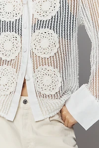 Mandinga Sweet Knit Sheer Appliqué Cardigan
