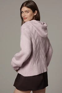 Maeve Embroidered Flower Hooded Cable-Knit Sweater