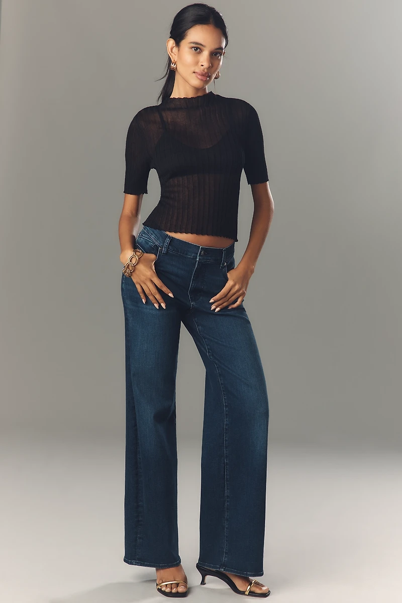 By Anthropologie Short-Sleeve Mock-Neck Sheer Sweater